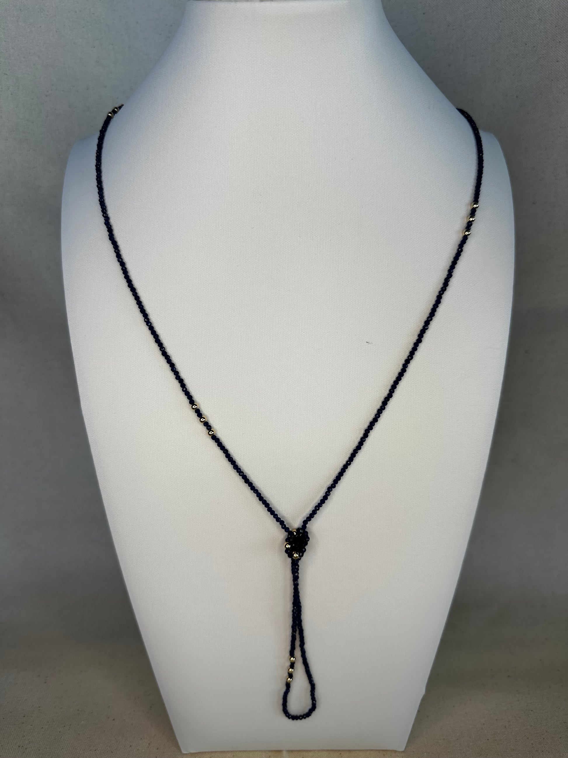 Navy Agate with Gold Filled Long Necklace