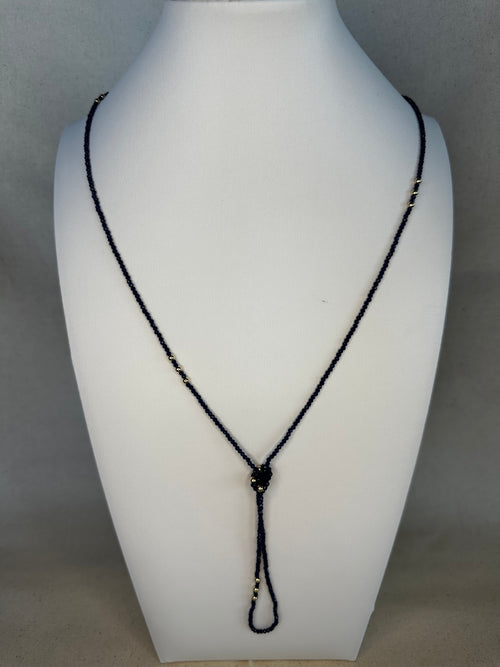 Navy Agate with Gold Filled Long Necklace