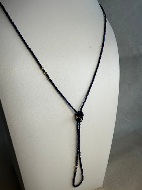 Navy Agate with Gold Filled Long Necklace