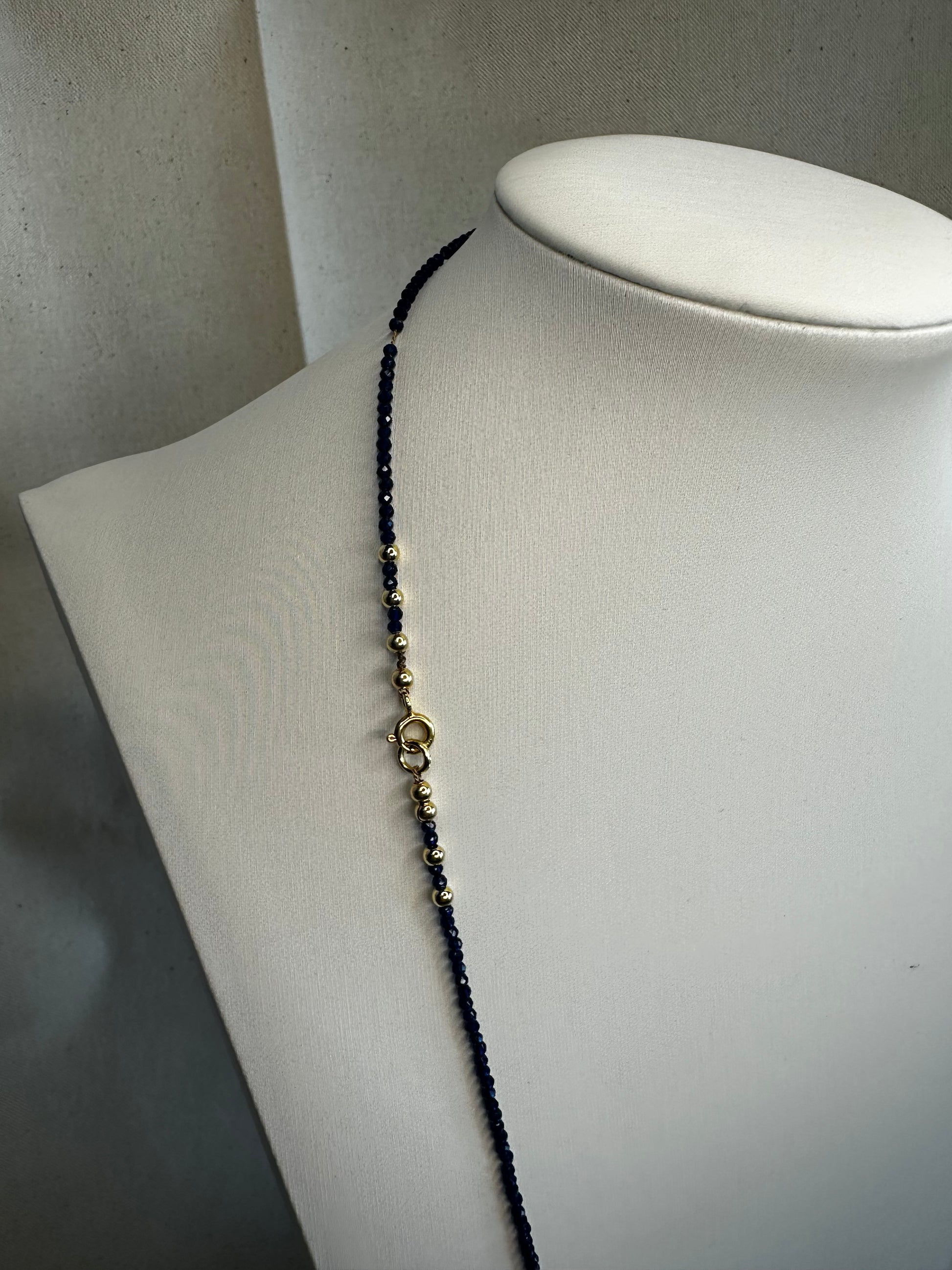 Navy Agate with Gold Filled Long Necklace